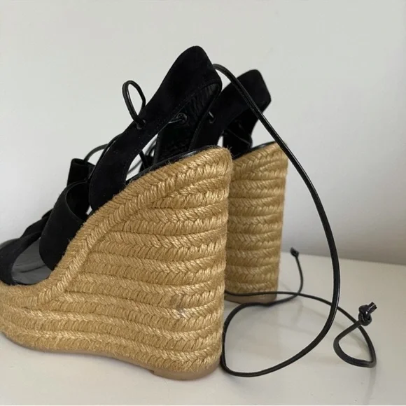 AUTHENTIC YSL BLACK ESPADRILLE WEDGES - Picture 9 of 12